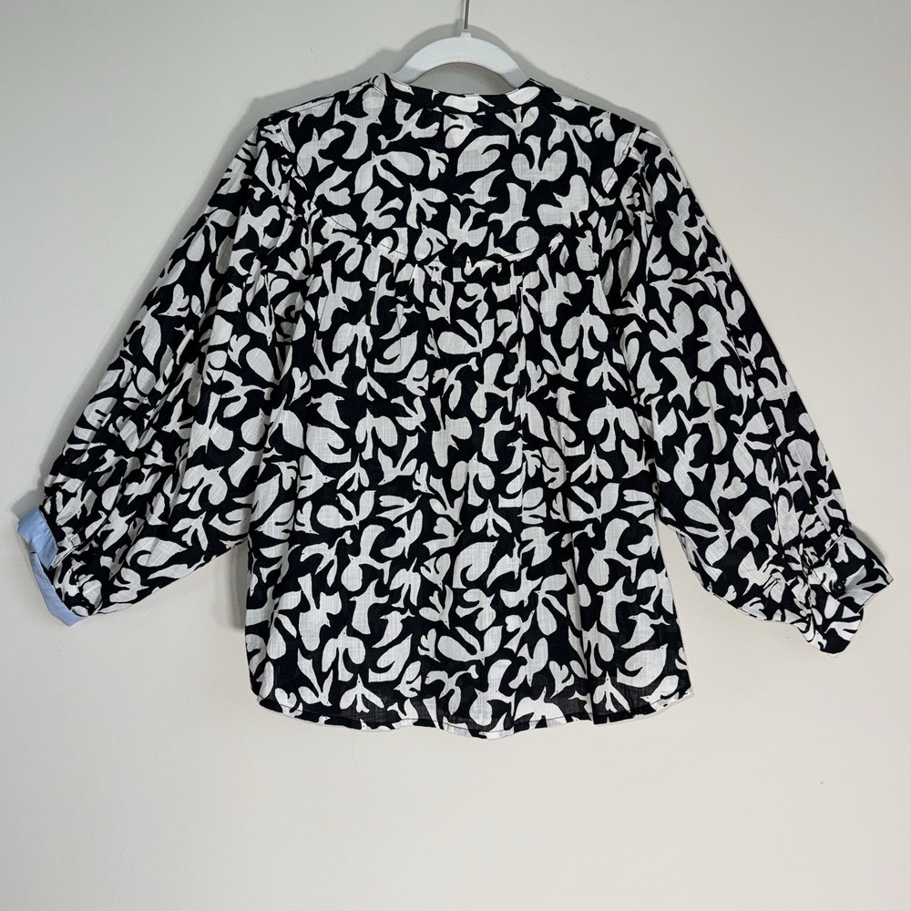 Anthropologie Danielle Kroll Womens Whismy Bird Button Up Blouse Top Size Medium - Picture 12 of 16